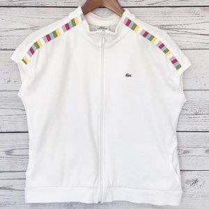 LACOSTE White Full-Zip Cap Sleeve Velour Top 44/12